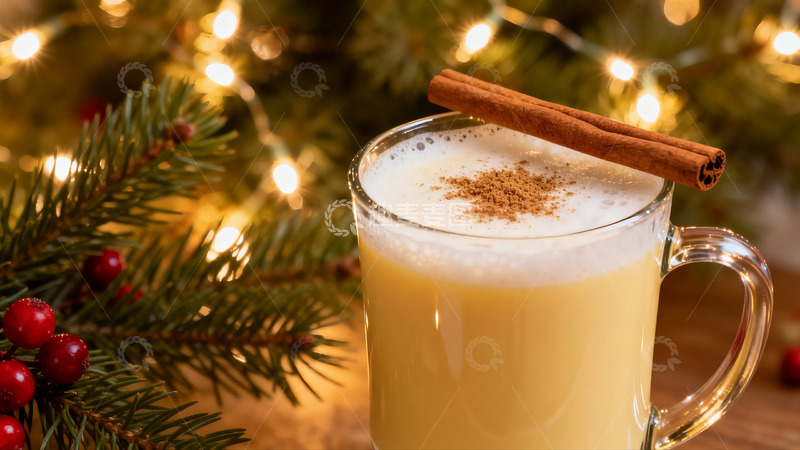 高清大图下载【趣麦麦图】节日饮品配圣诞树装饰