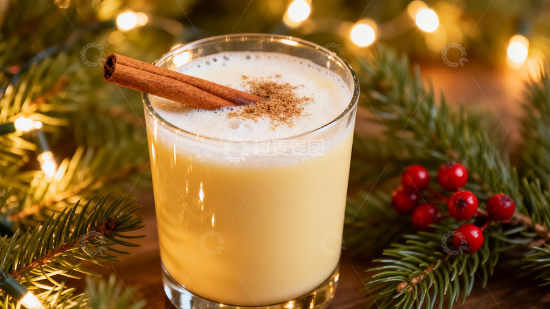 高清大图下载【趣麦麦图】节日饮品配松枝与浆果
