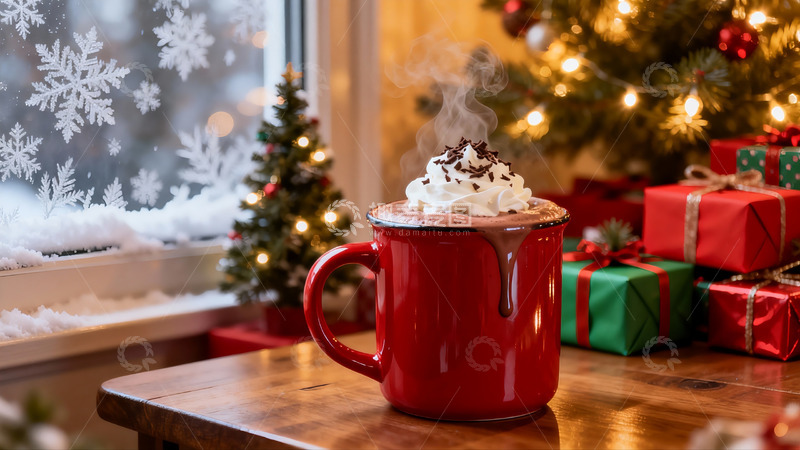 高清大图下载【趣麦麦图】圣诞热可可与节日装饰