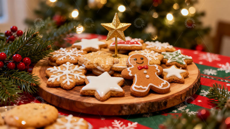 高清大图下载【趣麦麦图】圣诞饼干摆盘节日氛围浓厚