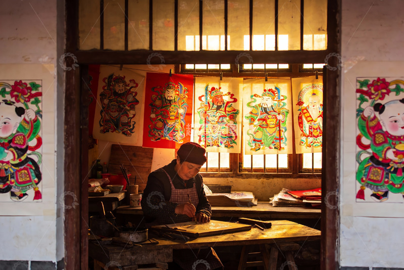 高清大图下载【趣麦麦图】匠人专注绘制传统年画