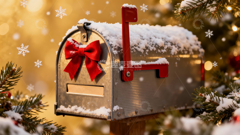 高清大图下载【趣麦麦图】雪中圣诞邮箱装饰温馨