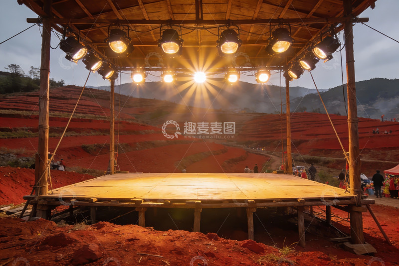 高清大图下载【趣麦麦图】梯田舞台日落光影