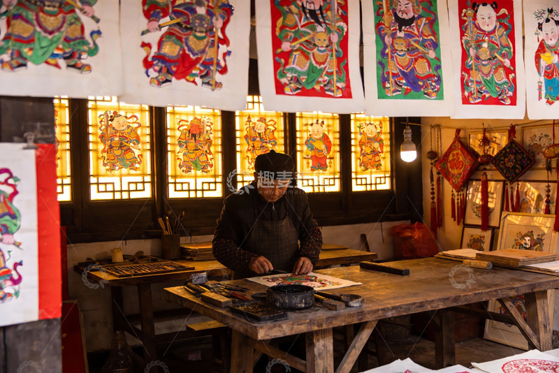 高清大图下载【趣麦麦图】匠人室内创作传统年画