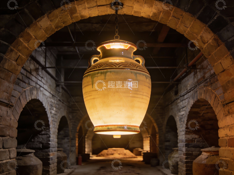 高清大图下载【趣麦麦图】古窑洞内悬挂的大型陶罐