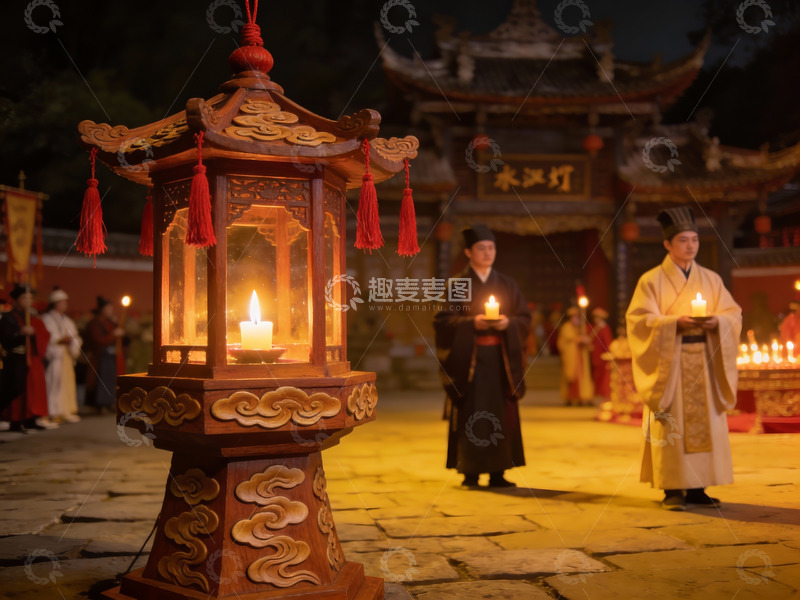 高清大图下载【趣麦麦图】古装人物夜祭仪式现场