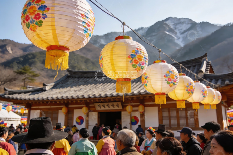 高清大图下载【趣麦麦图】传统节日灯笼挂满古建筑