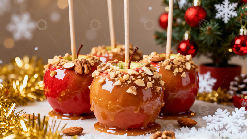 高清大图下载【趣麦麦图】圣诞装饰糖衣苹果