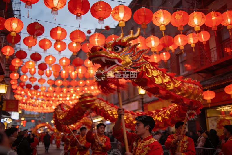 高清大图下载【趣麦麦图】龙舞灯会热闹非凡