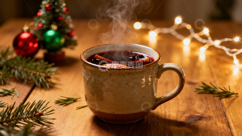 高清大图下载【趣麦麦图】热饮配圣诞装饰温馨场景