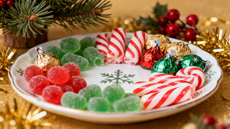 高清大图下载【趣麦麦图】圣诞糖果盘节日氛围浓厚