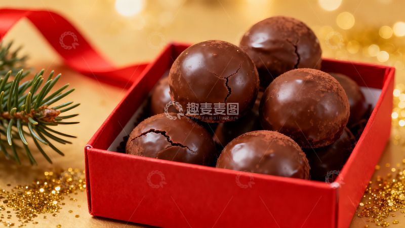 高清大图下载【趣麦麦图】红色礼盒装巧克力球