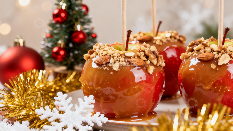 高清大图下载【趣麦麦图】圣诞装饰苹果甜点