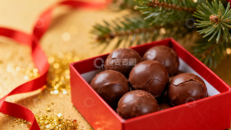 高清大图下载【趣麦麦图】红色礼盒装巧克力球