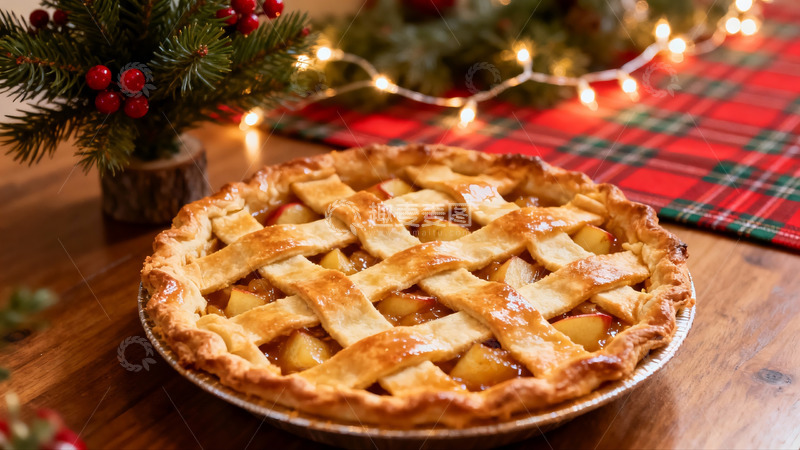 高清大图下载【趣麦麦图】节日餐桌上的苹果派