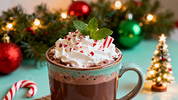 圣诞热巧克力配节日装饰