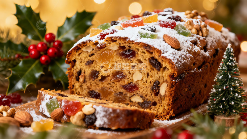 高清大图下载【趣麦麦图】圣诞水果蛋糕配节日装饰