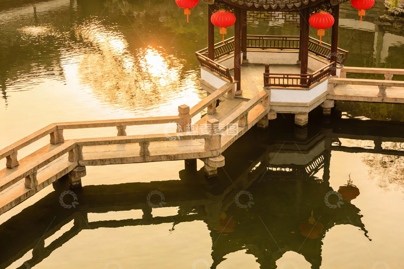 高清大图下载【趣麦麦图】古亭石桥映水景