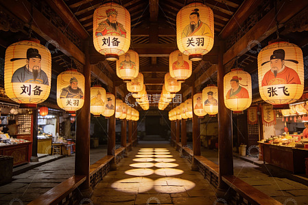 古色古香灯笼长廊夜景