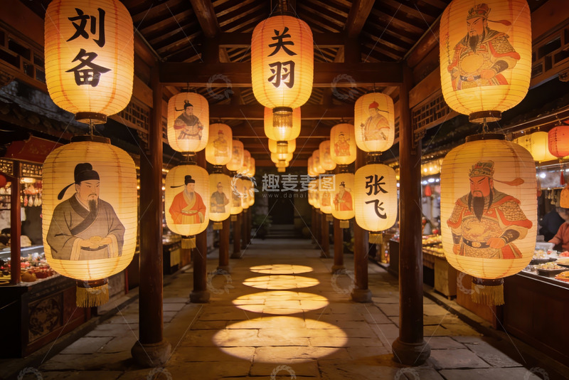 高清大图下载【趣麦麦图】古色古香灯笼街夜景