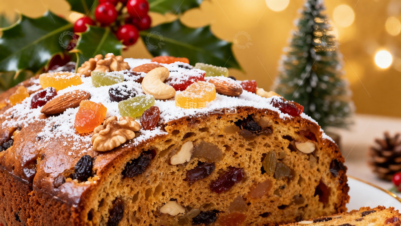高清大图下载【趣麦麦图】圣诞蛋糕点缀坚果果干