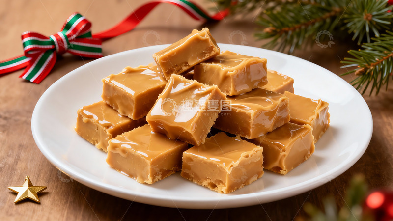 高清大图下载【趣麦麦图】圣诞装饰下的焦糖糖果
