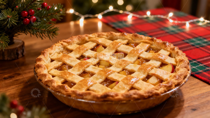 高清大图下载【趣麦麦图】节日餐桌上的苹果派