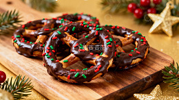 巧克力圣诞椒盐卷饼