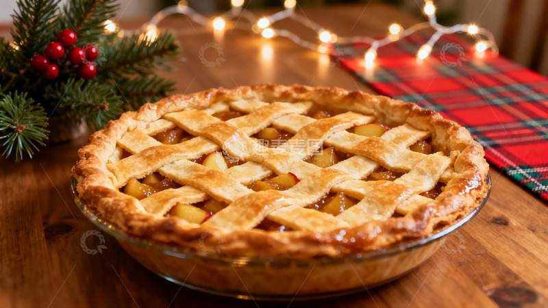 高清大图下载【趣麦麦图】节日餐桌上的苹果派