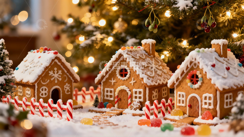 高清大图下载【趣麦麦图】圣诞姜饼屋装饰场景