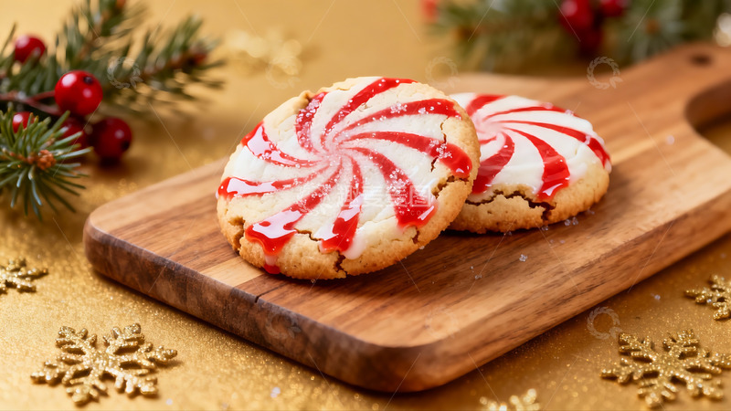 高清大图下载【趣麦麦图】圣诞红白螺旋饼干