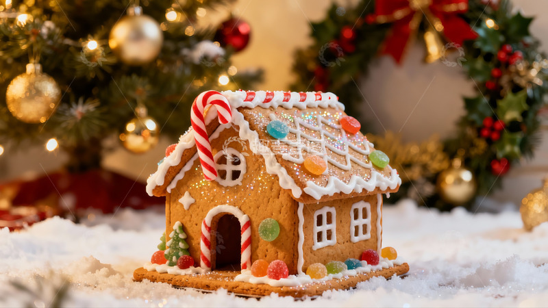 高清大图下载【趣麦麦图】圣诞姜饼屋装饰精美