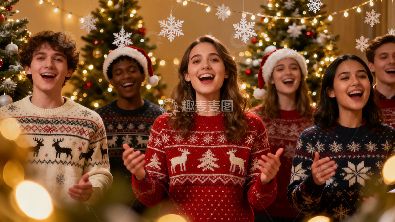 高清大图下载【趣麦麦图】圣诞派对欢歌笑语