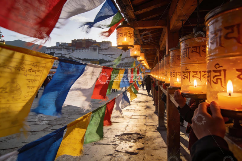 高清大图下载【趣麦麦图】藏式寺庙祈福长廊