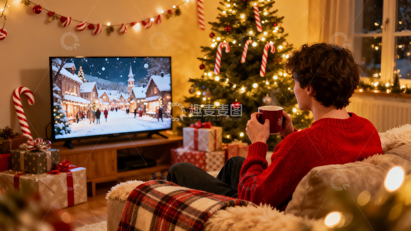 高清大图下载【趣麦麦图】圣诞夜客厅温馨场景