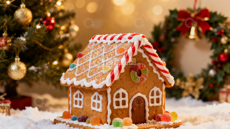 高清大图下载【趣麦麦图】圣诞姜饼屋装饰精美