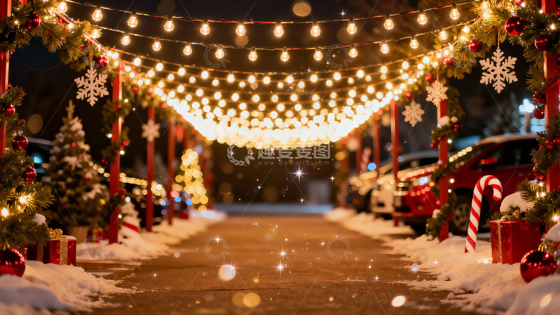 高清大图下载【趣麦麦图】雪夜圣诞灯饰街景