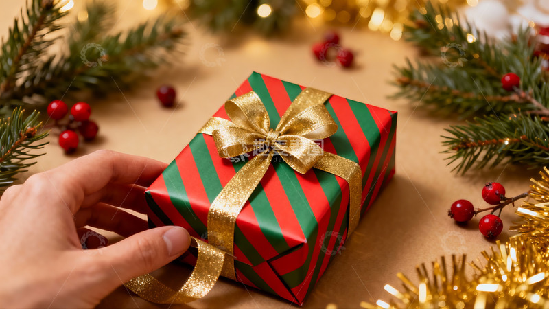 高清大图下载【趣麦麦图】圣诞礼盒手握装饰场景