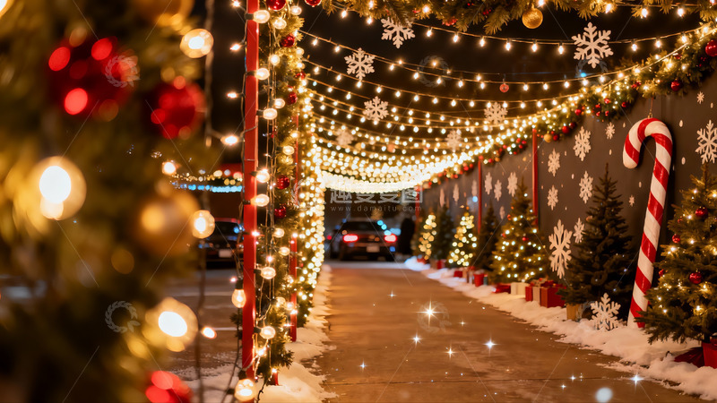 高清大图下载【趣麦麦图】圣诞夜街道灯光装饰