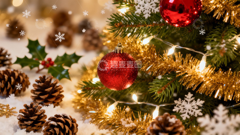 高清大图下载【趣麦麦图】圣诞树装饰特写