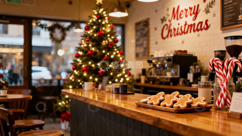 高清大图下载【趣麦麦图】圣诞咖啡店温馨场景