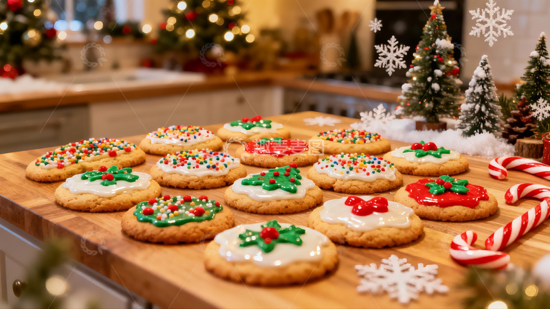 高清大图下载【趣麦麦图】圣诞饼干摆盘节日氛围浓厚