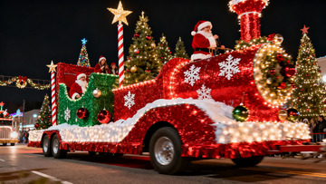 圣诞花车游行夜景