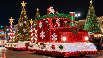 圣诞花车游行夜景盛况