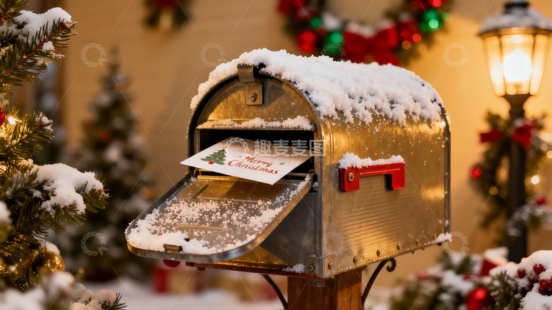 高清大图下载【趣麦麦图】雪中圣诞邮箱寄送贺卡