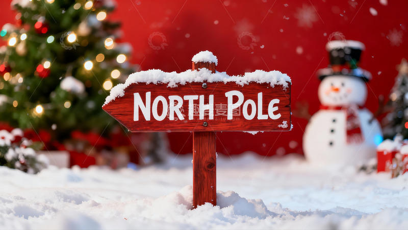 高清大图下载【趣麦麦图】雪地圣诞标志与雪人