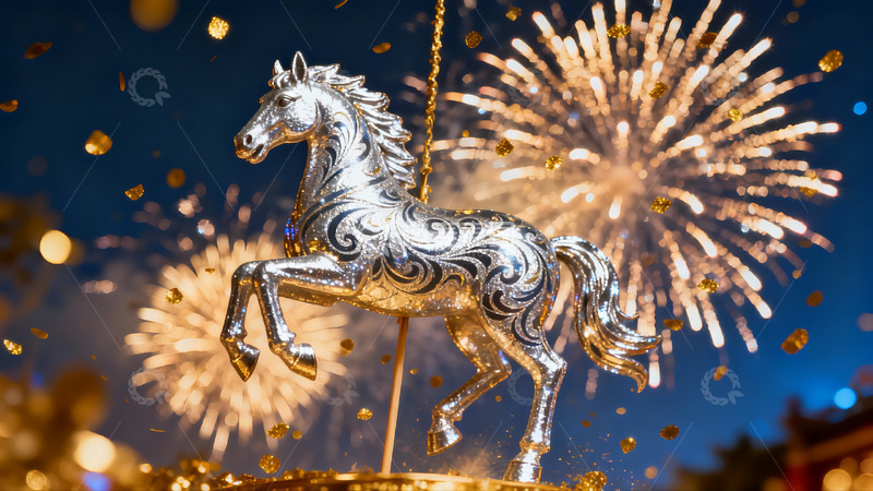 高清大图下载【趣麦麦图】烟花璀璨夜银马飞奔
