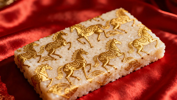 金色骏马图案米糕