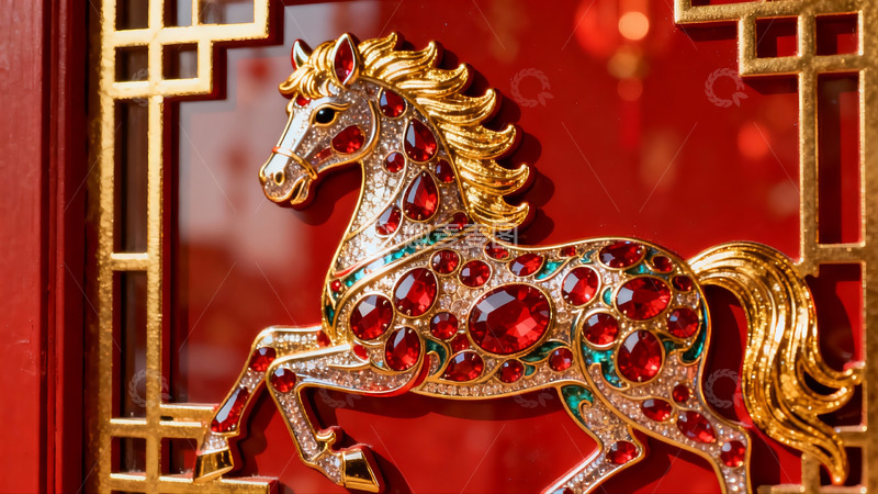 高清大图下载【趣麦麦图】华丽马形装饰品特写
