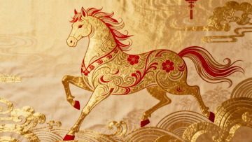 金色骏马织锦图案